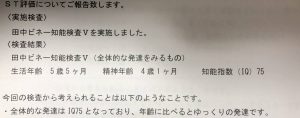 5歳の発達検査の結果